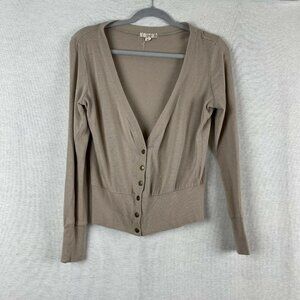 3/$15 color story tan button half button cardigan tan